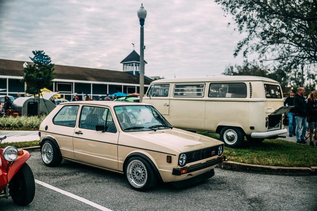 Vintage Cars on a Parking Lot at a Car Meet